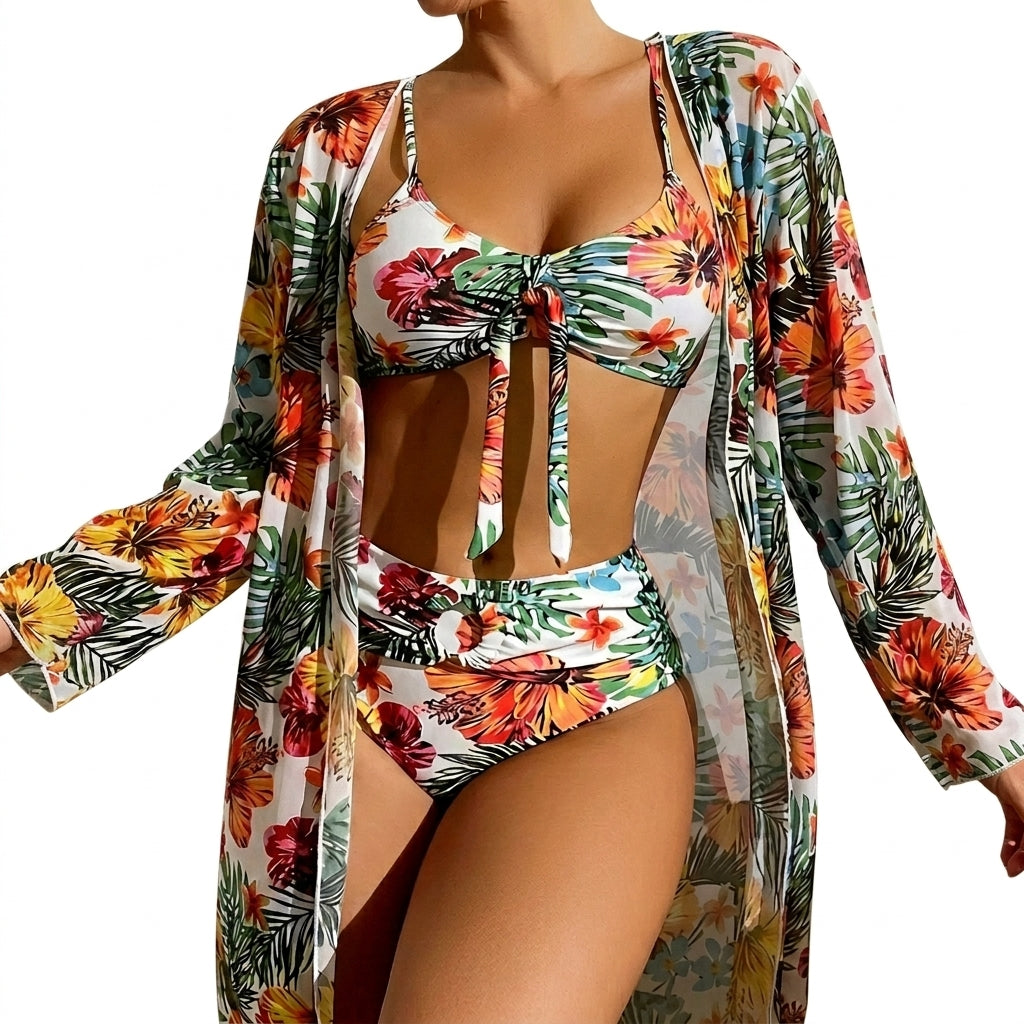 Femme Ensemble bikini trois pièces avec haut à nouer et robe longue | imported-image-3