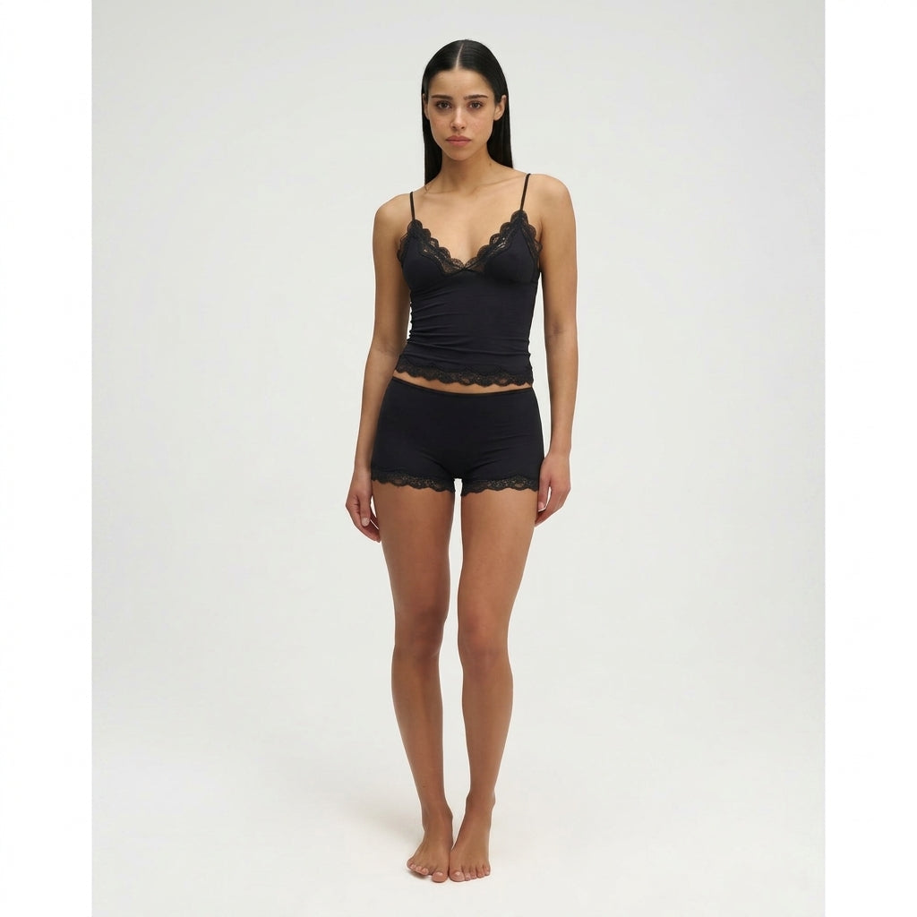 Femme - Ensemble caraco à bretelles réglables et short avec bordure en dentelle | imported-image-3