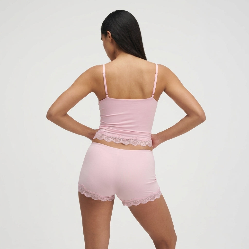 Femme - Ensemble caraco à bretelles réglables et short avec bordure en dentelle | imported-image-5