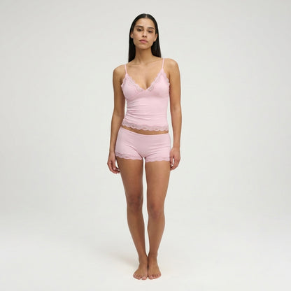 Femme - Ensemble caraco à bretelles réglables et short avec bordure en dentelle | imported-image-6