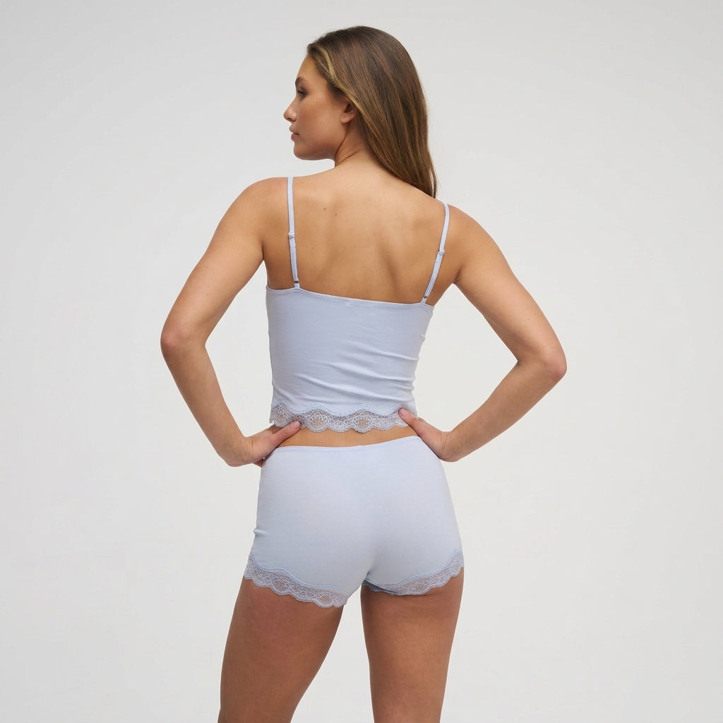 Femme - Ensemble caraco à bretelles réglables et short avec bordure en dentelle | imported-image-8