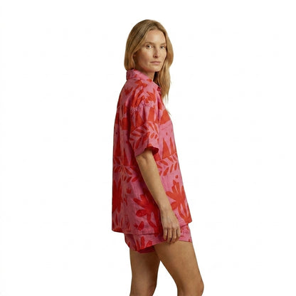 Femme Ensemble Chemise Manches Courtes et Short Imprimé Graphique Col Revers 2
