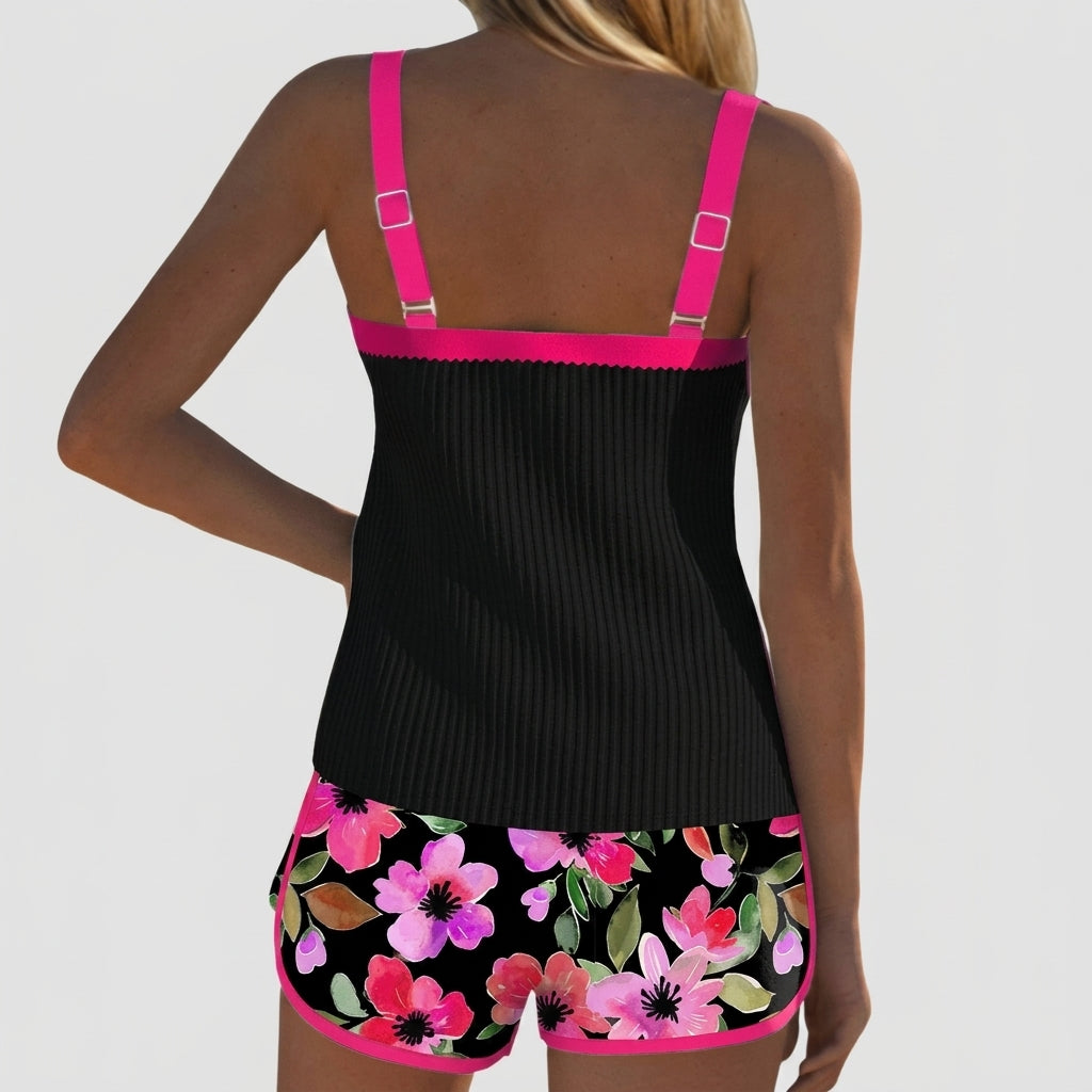 Femme Ensemble Tankini à Haut Côtelé et Short à Motif Floral | imported-image-3
