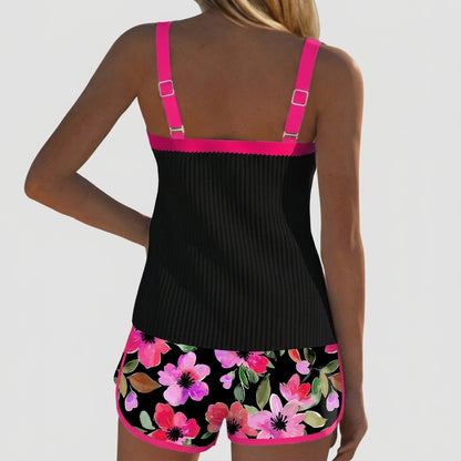 Femme Ensemble Tankini à Haut Côtelé et Short à Motif Floral | imported-image-3