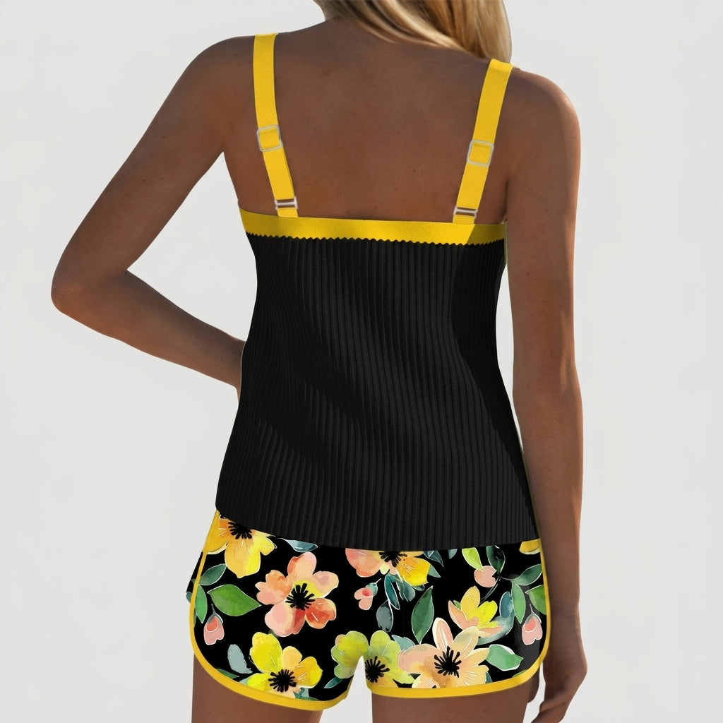 Femme Ensemble Tankini à Haut Côtelé et Short à Motif Floral | imported-image-5