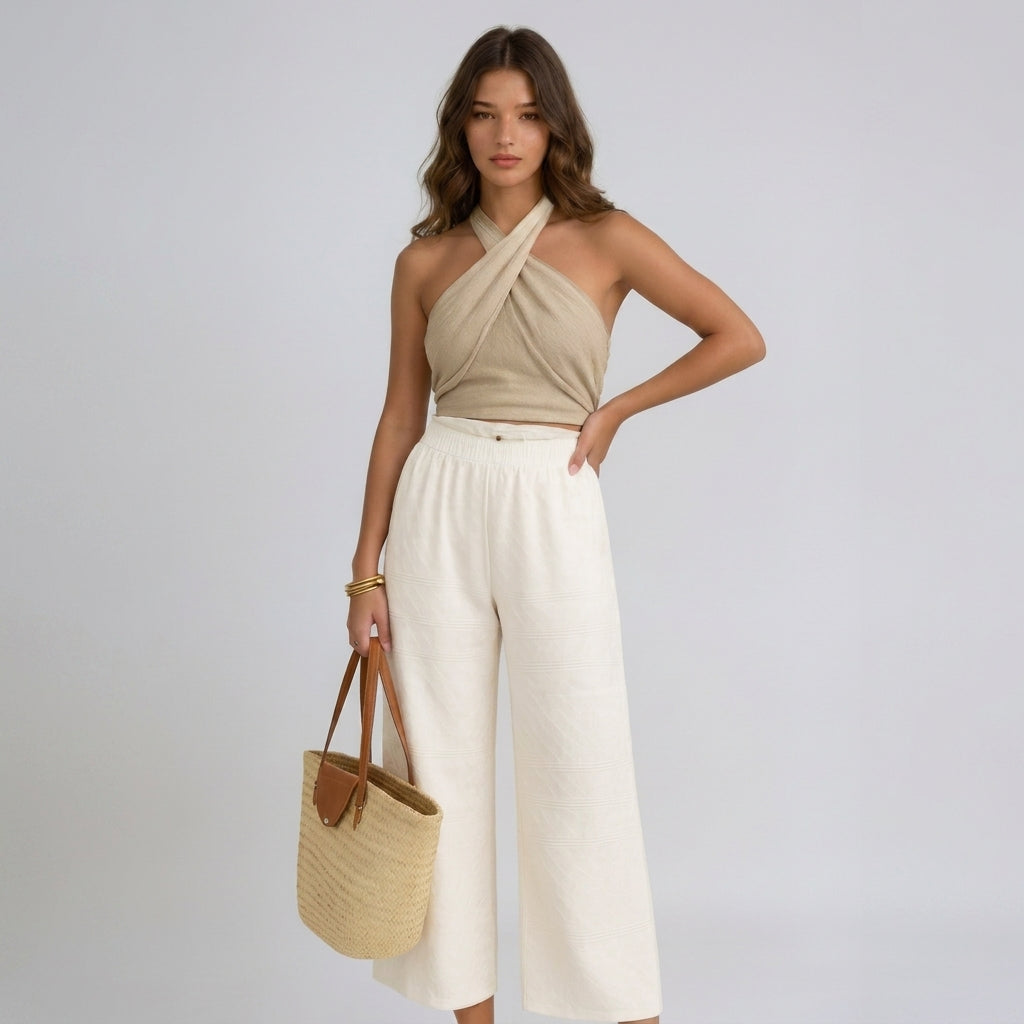 Crop Top Women Halter Neck Cropped Crisscross Design 3