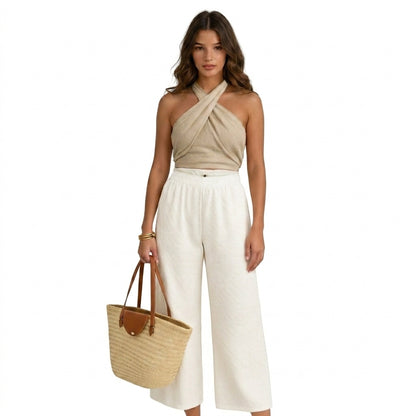Crop Top Women Halter Neck Cropped Crisscross Design 1