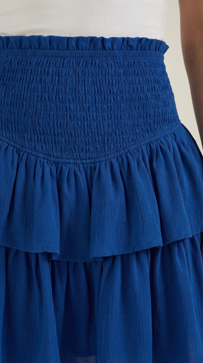 Femme Jupe à taille haute avec ceinture smockée et volants 11