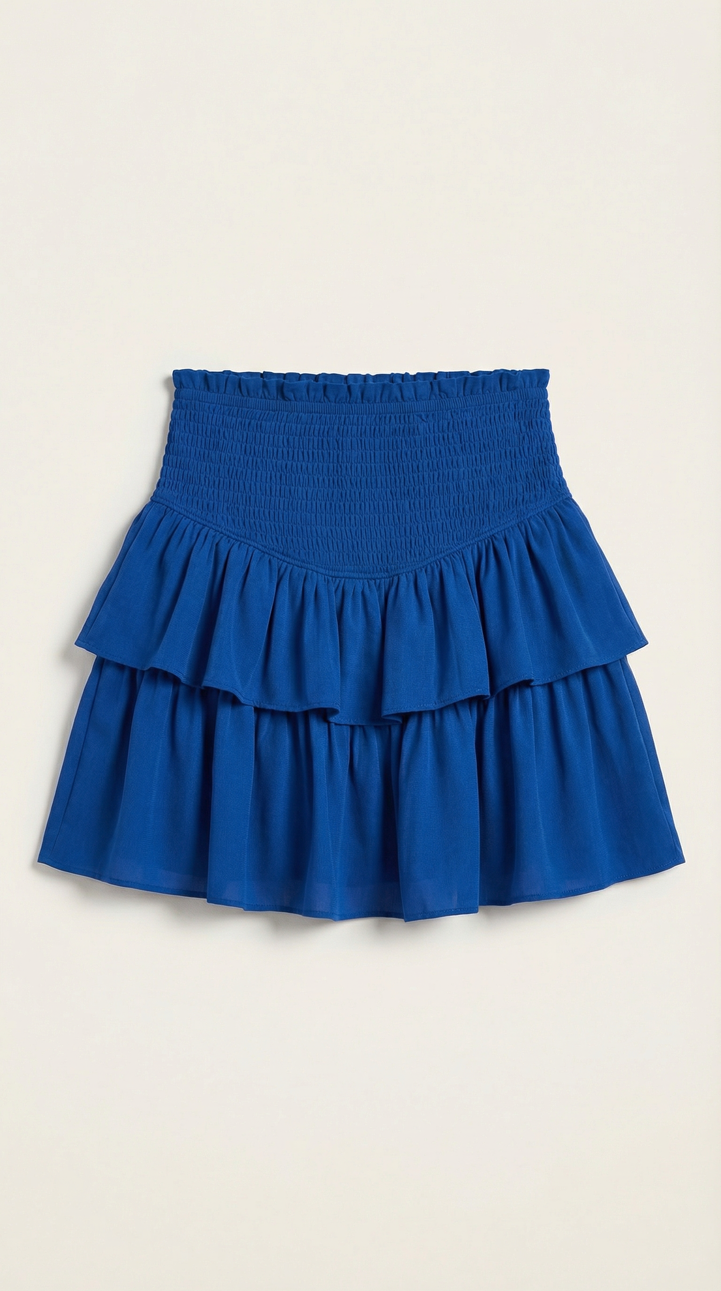 Femme Jupe à taille haute avec ceinture smockée et volants 13
