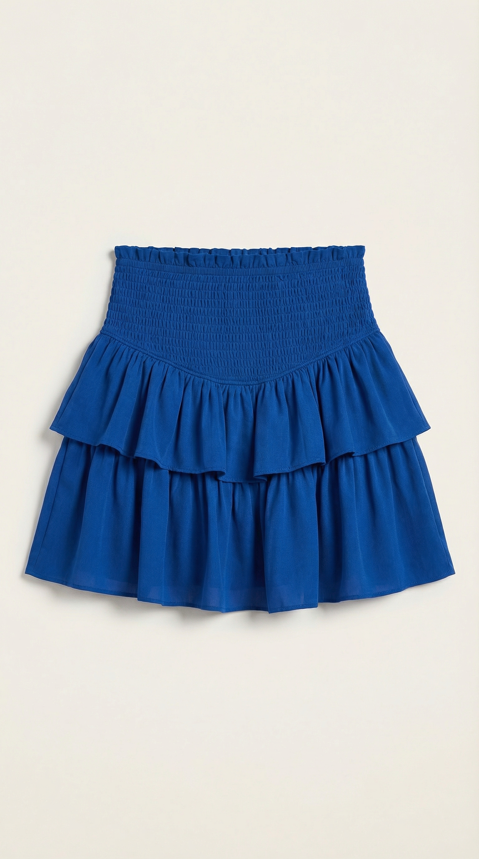 Femme Jupe à taille haute avec ceinture smockée et volants 13