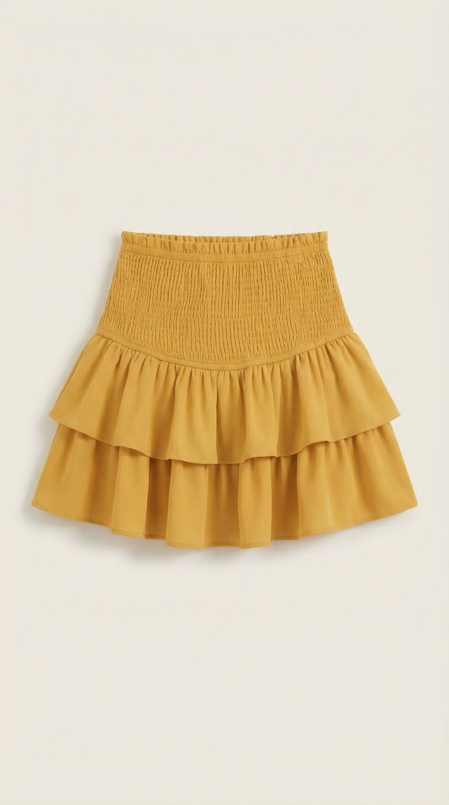 Femme Jupe à taille haute avec ceinture smockée et volants 17