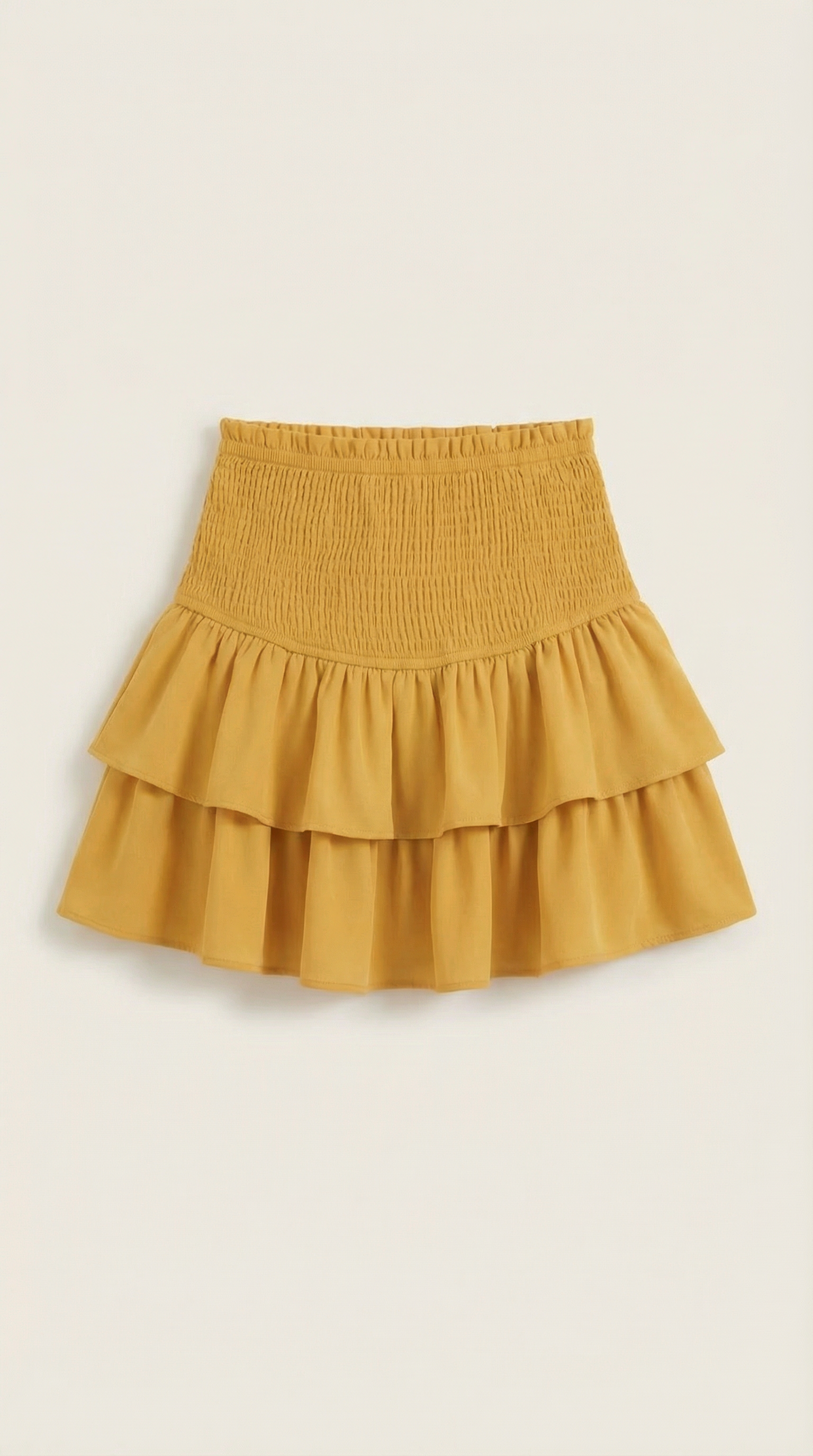 Femme Jupe à taille haute avec ceinture smockée et volants 17