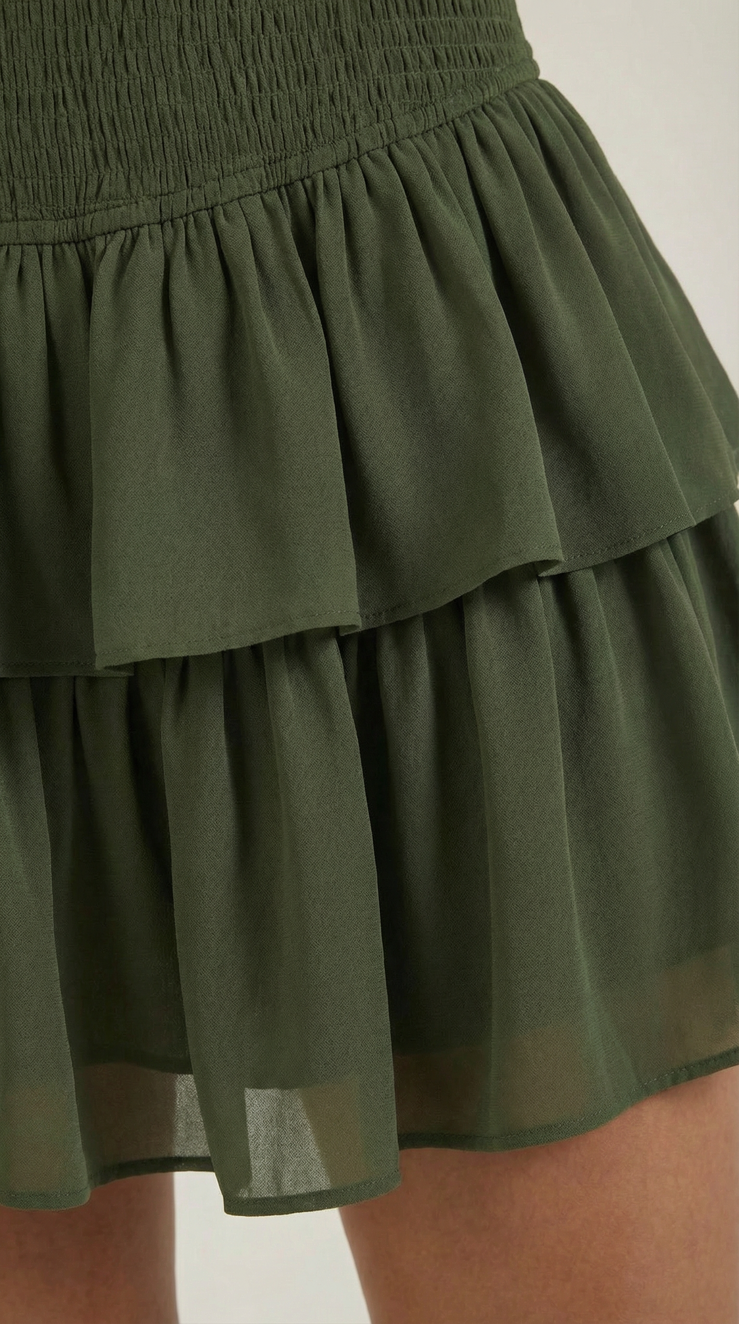 Femme Jupe à taille haute avec ceinture smockée et volants 19