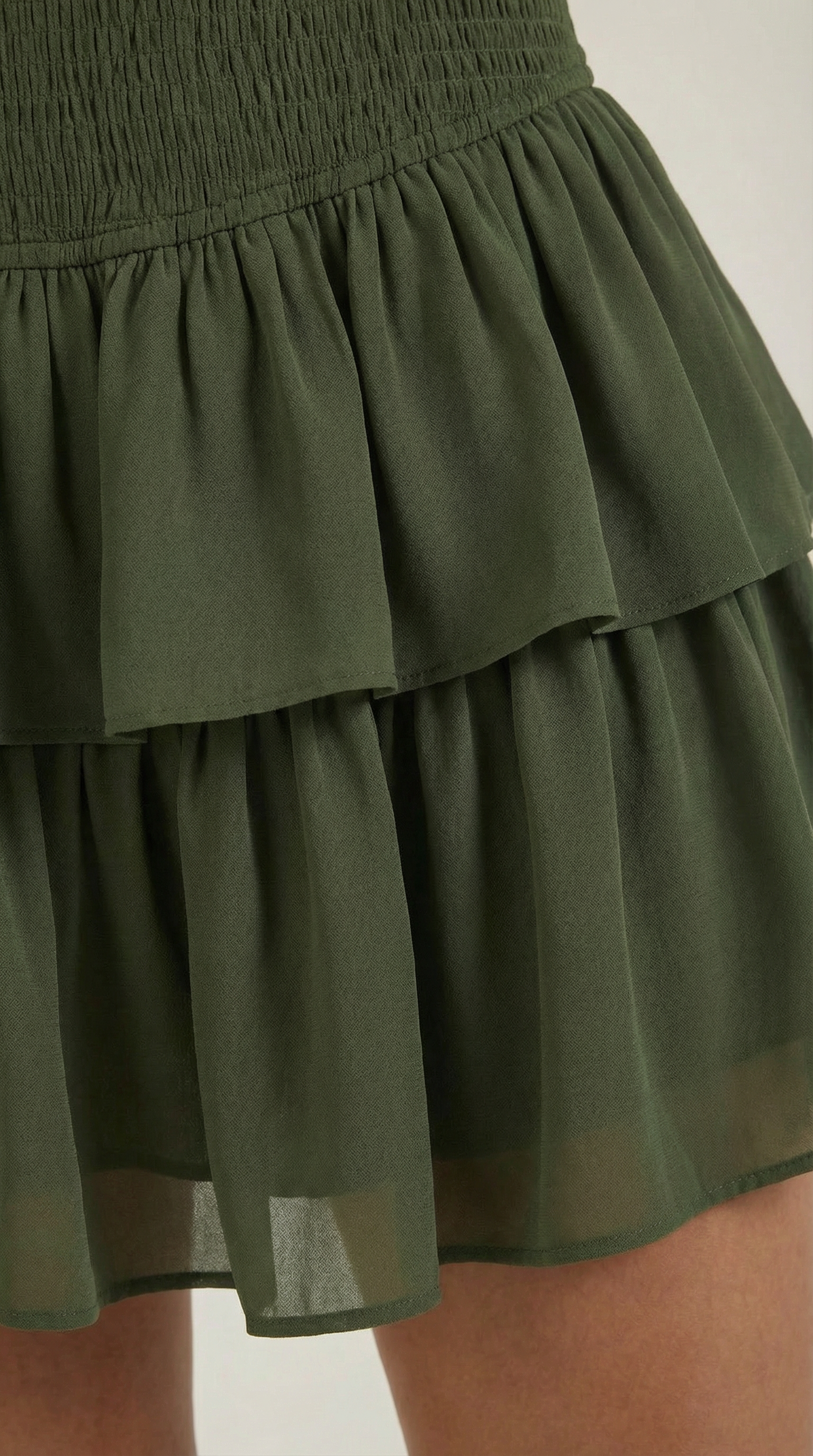Femme Jupe à taille haute avec ceinture smockée et volants 19
