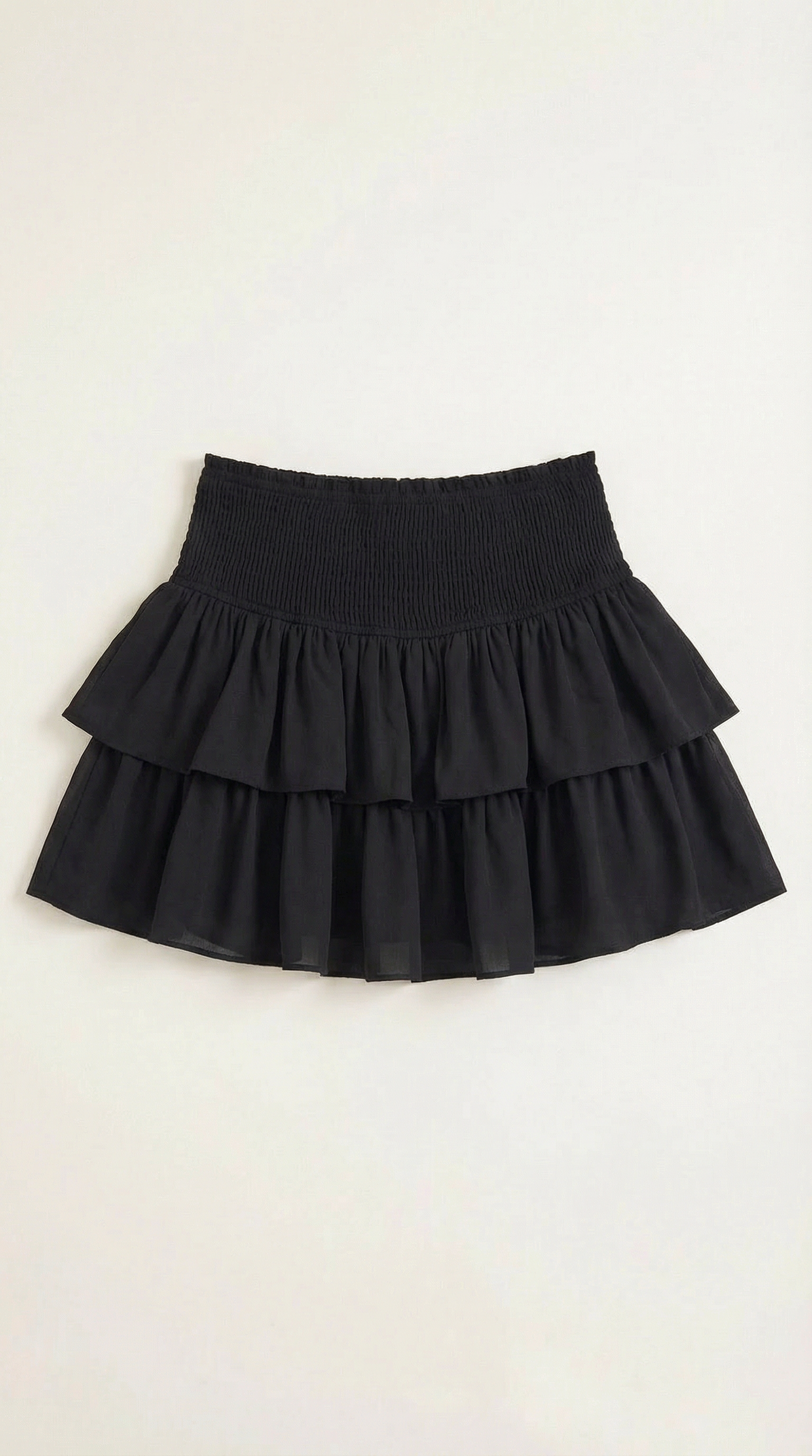 Femme Jupe à taille haute avec ceinture smockée et volants 5