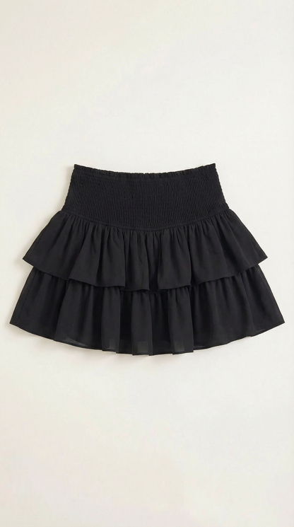 Femme Jupe à taille haute avec ceinture smockée et volants 5