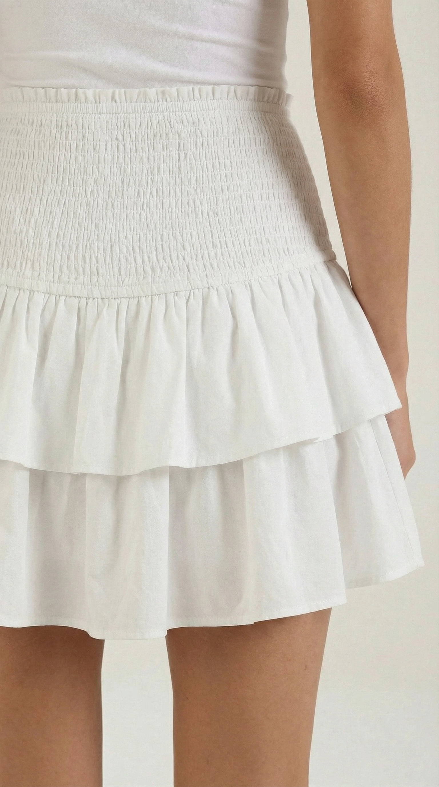 Femme Jupe à taille haute avec ceinture smockée et volants 7