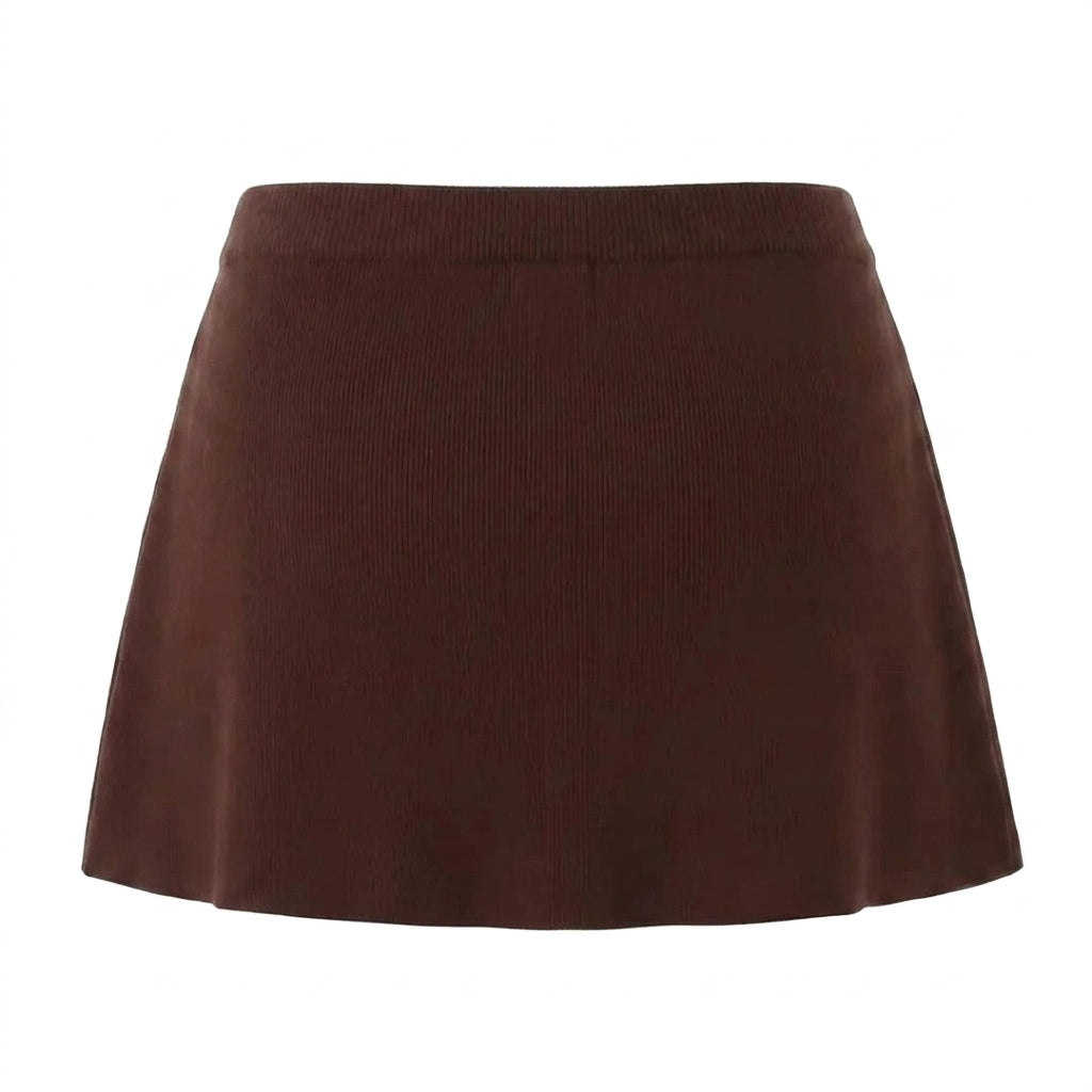 Femme, Jupe courte à taille côtelée, panneau croisé et plis latéraux avec boucle | imported-image-2