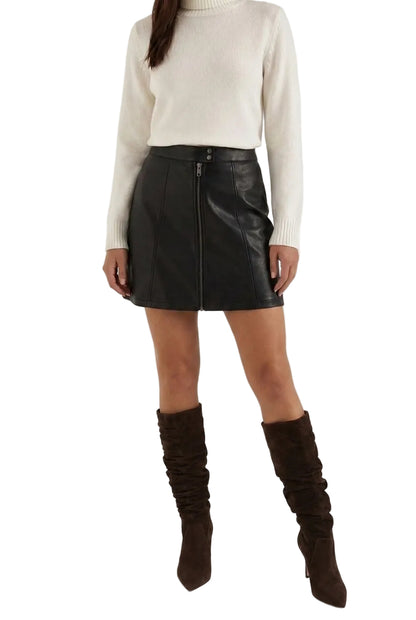 Femme Jupe Courte Taille Haute avec Fermeture Éclair Frontale-Skirt for women-Gigié