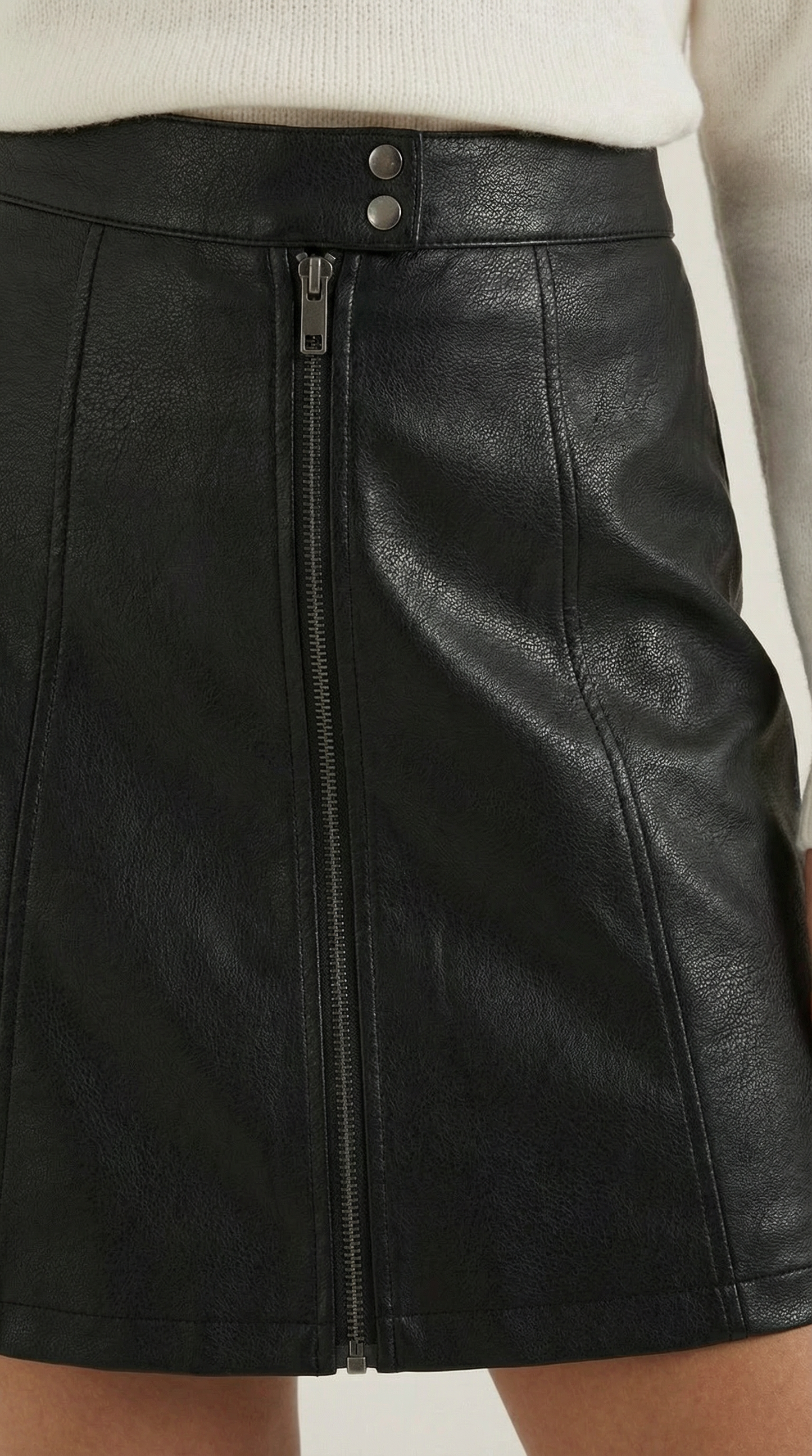 Femme Jupe Courte Taille Haute avec Fermeture Éclair Frontale 4