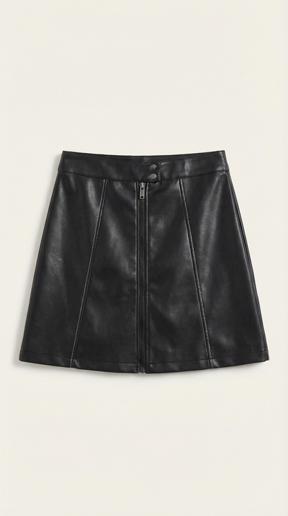 Femme Jupe Courte Taille Haute avec Fermeture Éclair Frontale 6