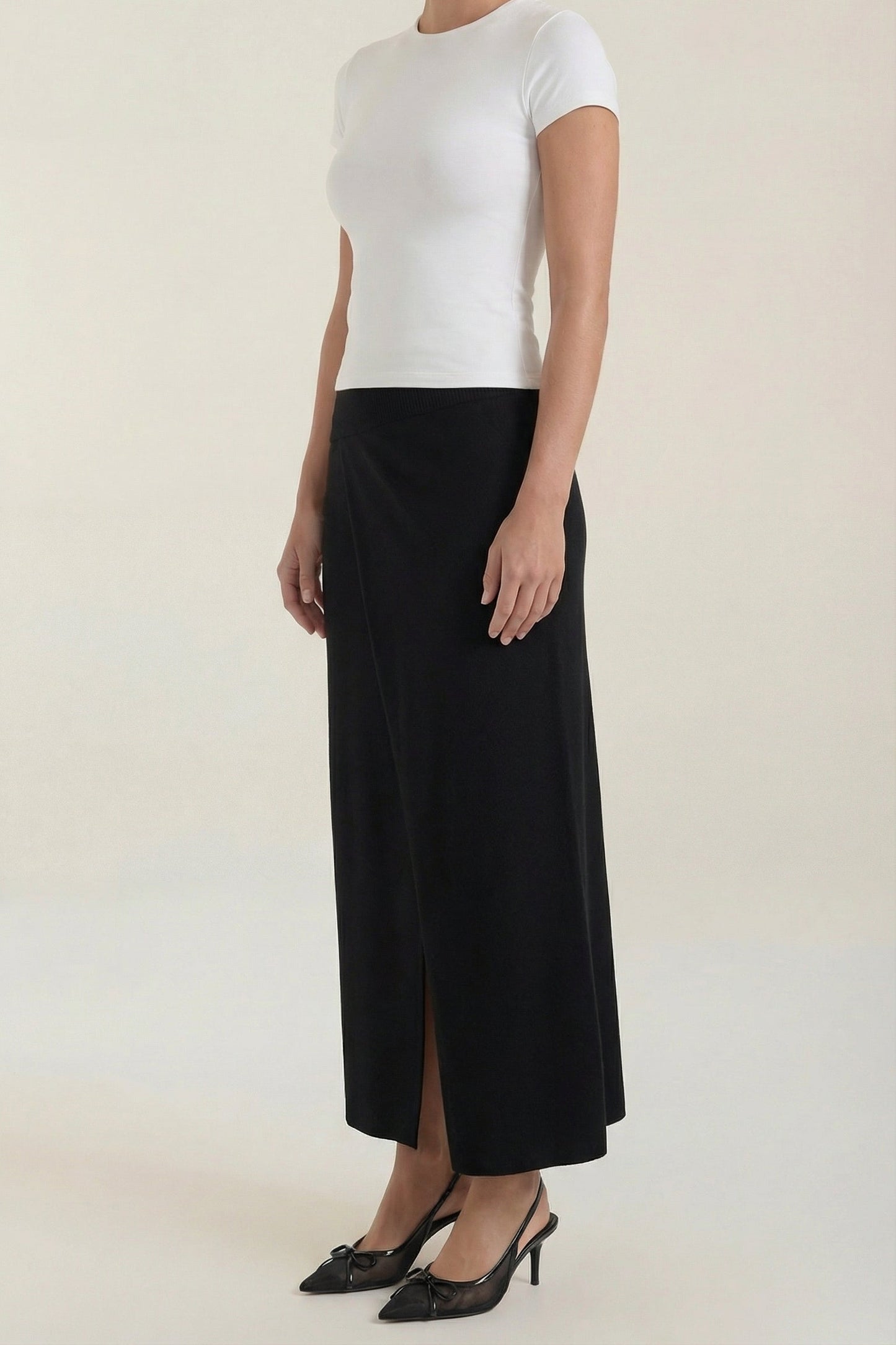 Femme Jupe Midi à Coupe Portefeuille et Fente Frontale 2