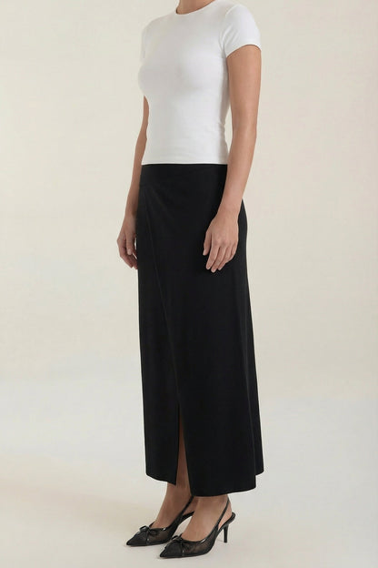 Femme Jupe Midi à Coupe Portefeuille et Fente Frontale 2