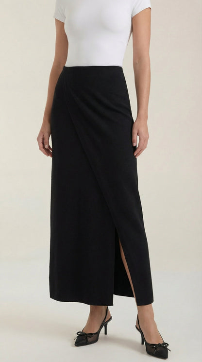 Femme Jupe Midi à Coupe Portefeuille et Fente Frontale 3