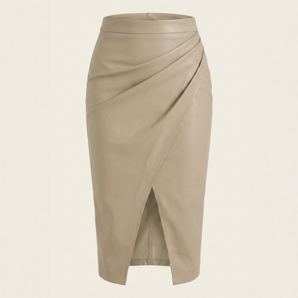 Femme Jupe midi à design drapé et fente frontale | imported-image-12