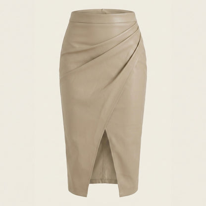Femme Jupe midi à design drapé et fente frontale | imported-image-12