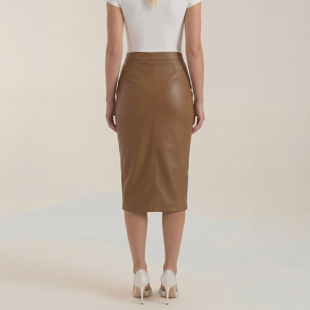 Femme Jupe midi à design drapé et fente frontale | imported-image-16