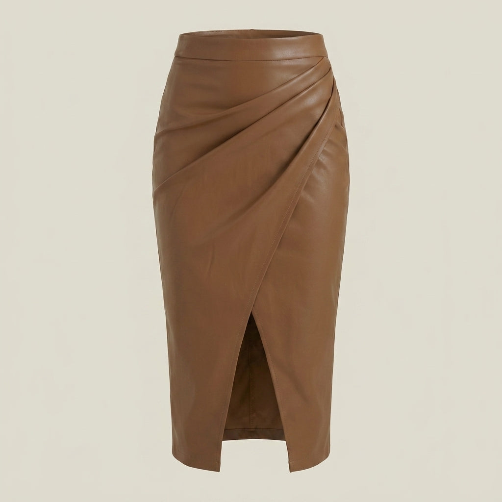 Femme Jupe midi à design drapé et fente frontale | imported-image-17