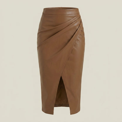 Femme Jupe midi à design drapé et fente frontale | imported-image-17