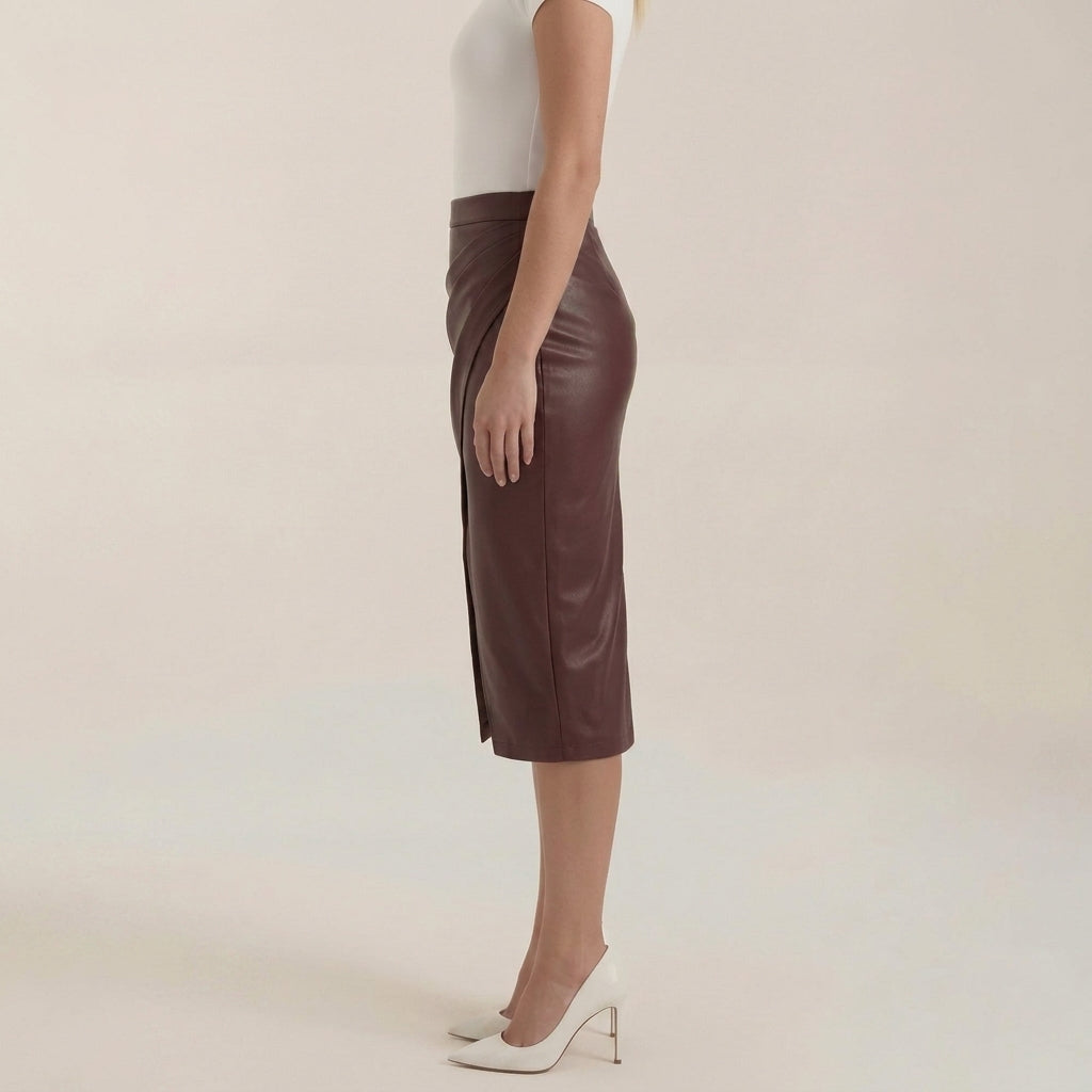 Femme Jupe midi à design drapé et fente frontale | imported-image-19
