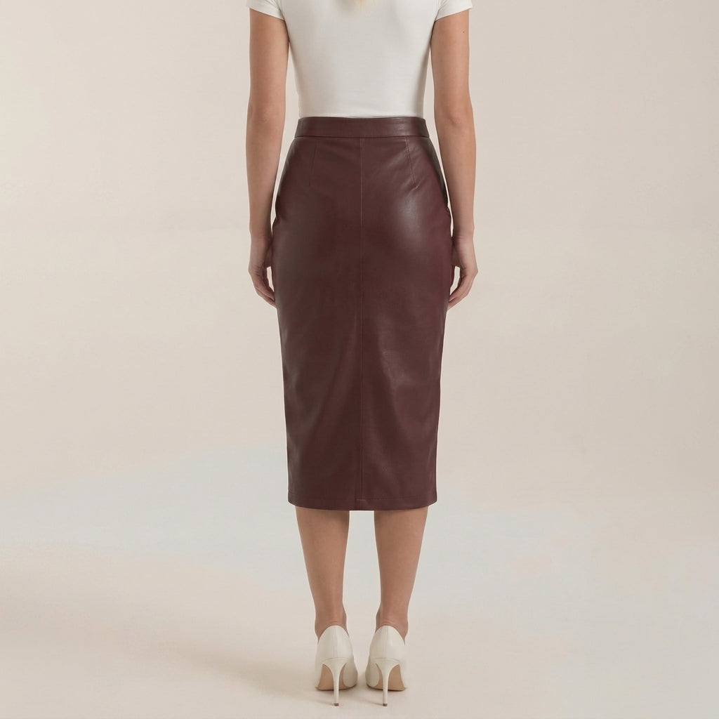 Femme Jupe midi à design drapé et fente frontale | imported-image-21