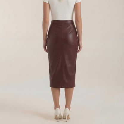 Femme Jupe midi à design drapé et fente frontale | imported-image-21
