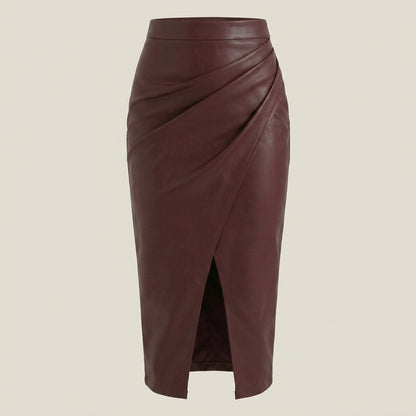 Femme Jupe midi à design drapé et fente frontale | imported-image-22