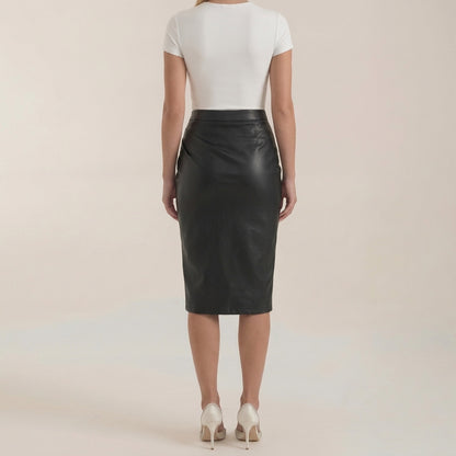 Femme Jupe midi à design drapé et fente frontale | imported-image-5