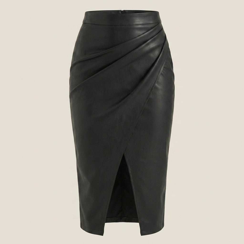Femme Jupe midi à design drapé et fente frontale | imported-image-7
