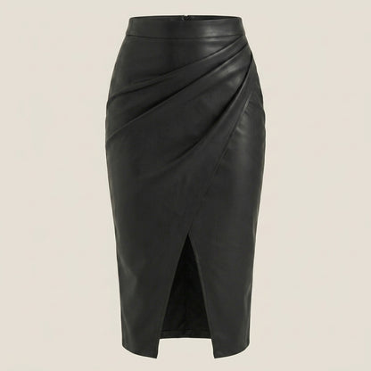 Femme Jupe midi à design drapé et fente frontale | imported-image-7