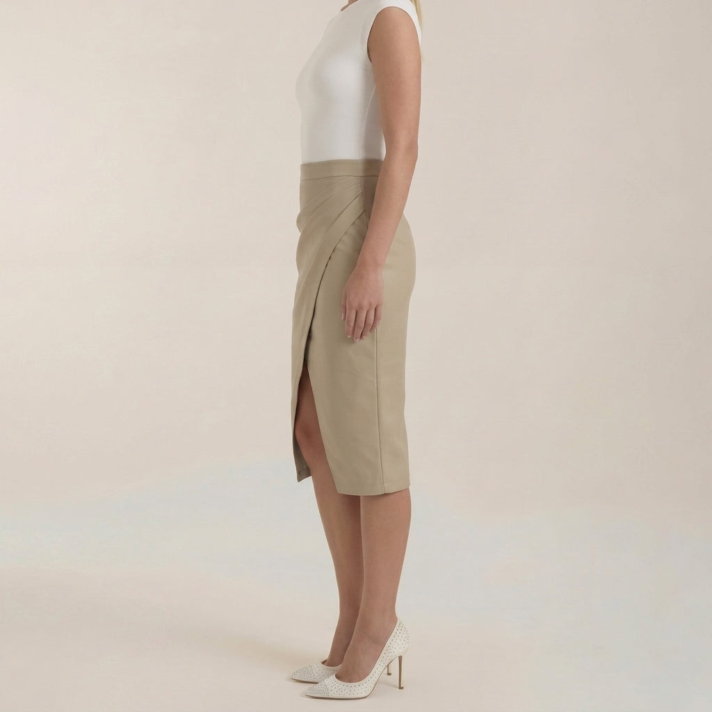 Femme Jupe midi à design drapé et fente frontale | imported-image-9