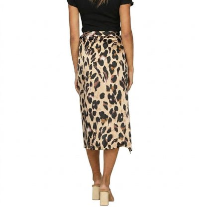 Femme Jupe Midi à Imprimé Animalier avec Fente Latérale et Taille Nouée | imported-image-3