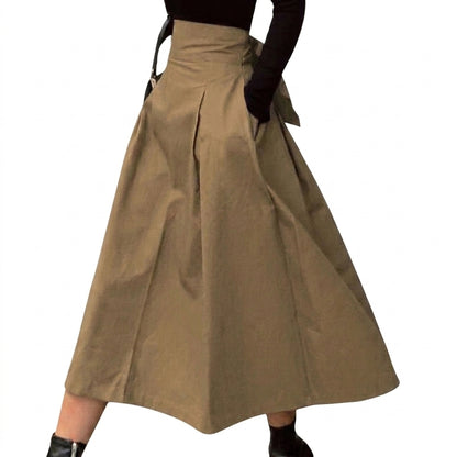 Femme Jupe Midi à Taille Haute Plissée avec Ceinture à Nouer | imported-image-3
