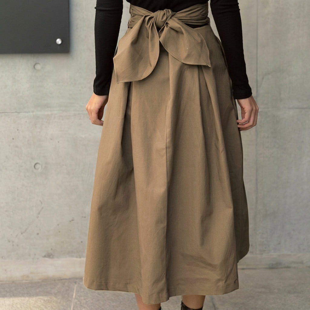 Femme Jupe Midi à Taille Haute Plissée avec Ceinture à Nouer | imported-image-4