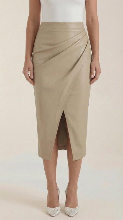 Femme Jupe midi avec drapé et fente frontale 9