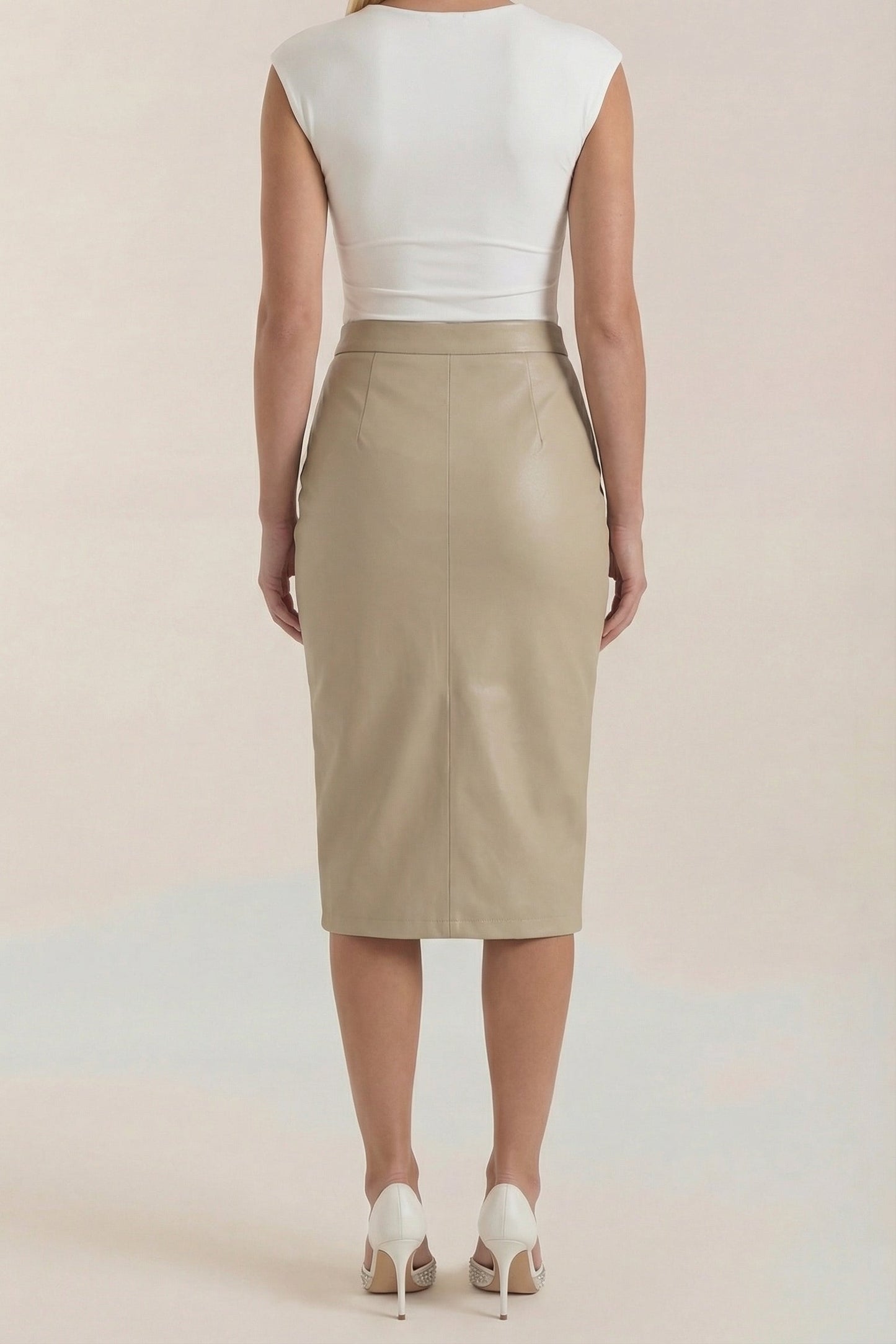 Femme Jupe midi avec drapé et fente frontale 10