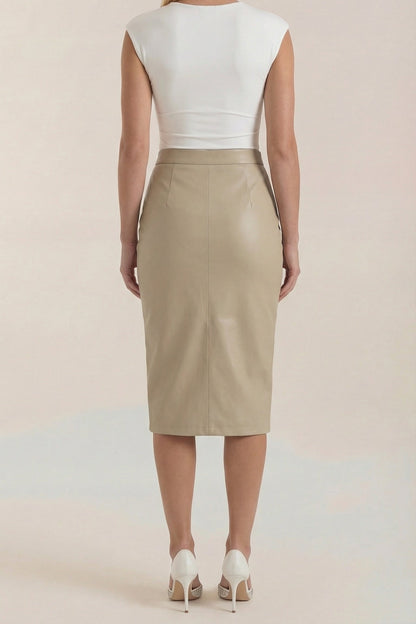 Femme Jupe midi avec drapé et fente frontale 10