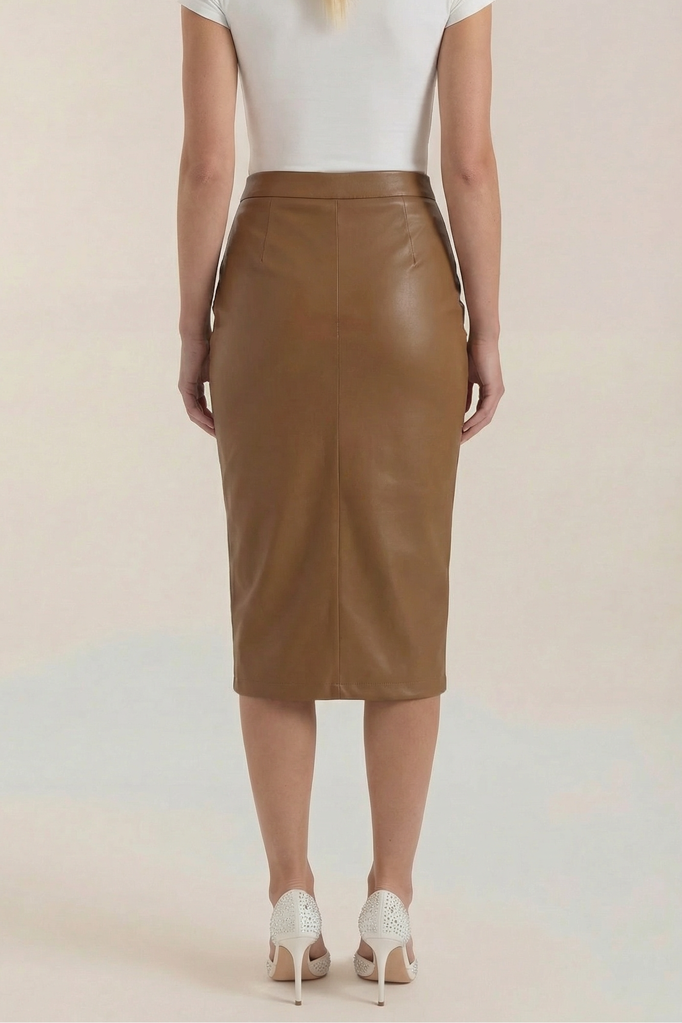 Femme Jupe midi avec drapé et fente frontale 14