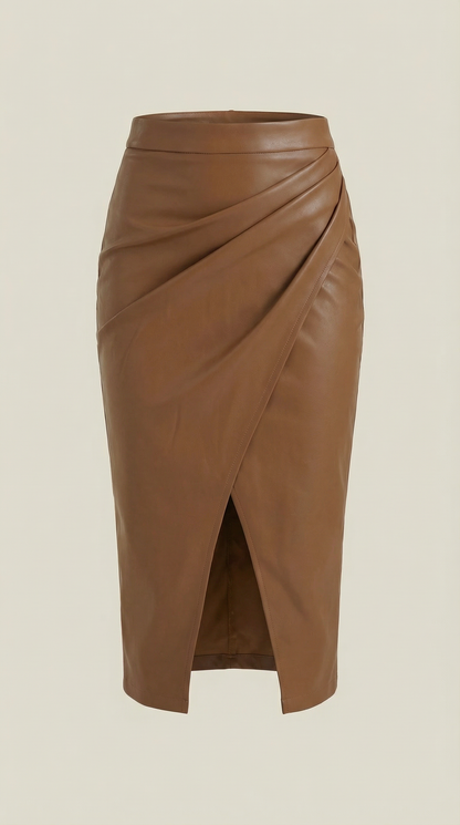 Femme Jupe midi avec drapé et fente frontale 15