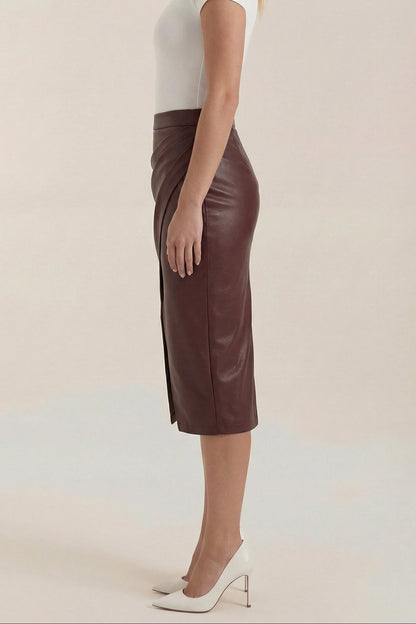 Femme Jupe midi avec drapé et fente frontale 16